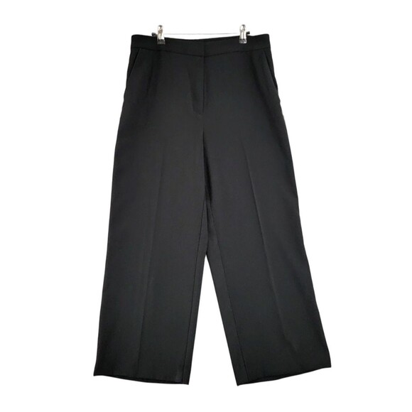 JASON WU Black Tuxedo Side Stripe High Rise Wide Leg Crop Pants SIZE 10 - Picture 1 of 9